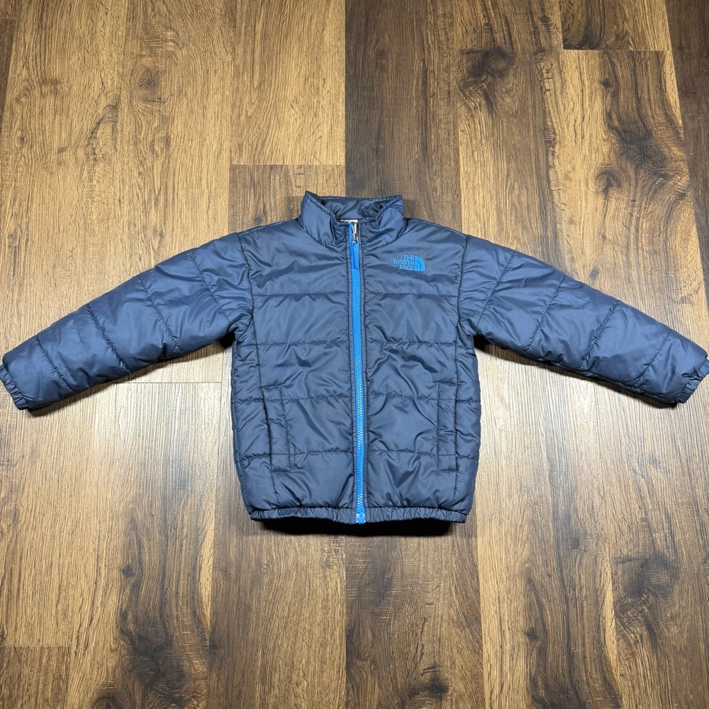 The North Face Youth Boys Blue Kids Polyester Full Zip Puffer Jacket Size XXS